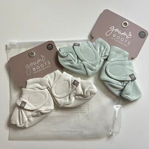 NWT Goumi Kids Baby Boots Set Succulent & Cloud SZ 0-3 mo Bamboo White Blue